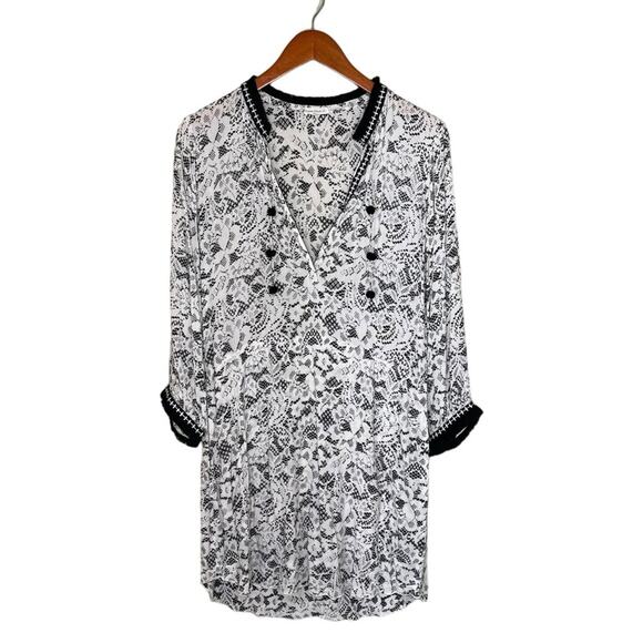 Poupette St Barth Floral V-Neck Long Sleeve Mini Dress S - Picture 1 of 12